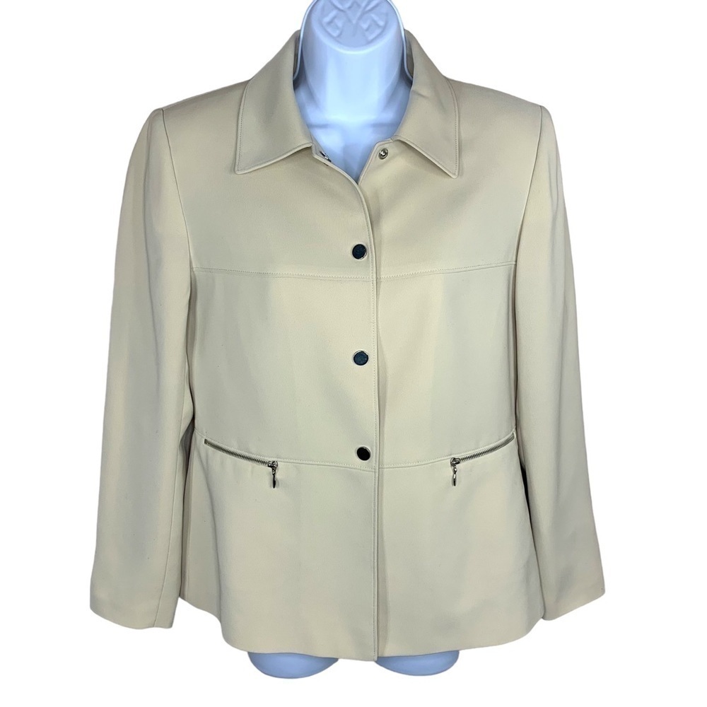 Vintage Tahari Arthur Levine Blazer Beige Lined Shoulder Pads Petite 6